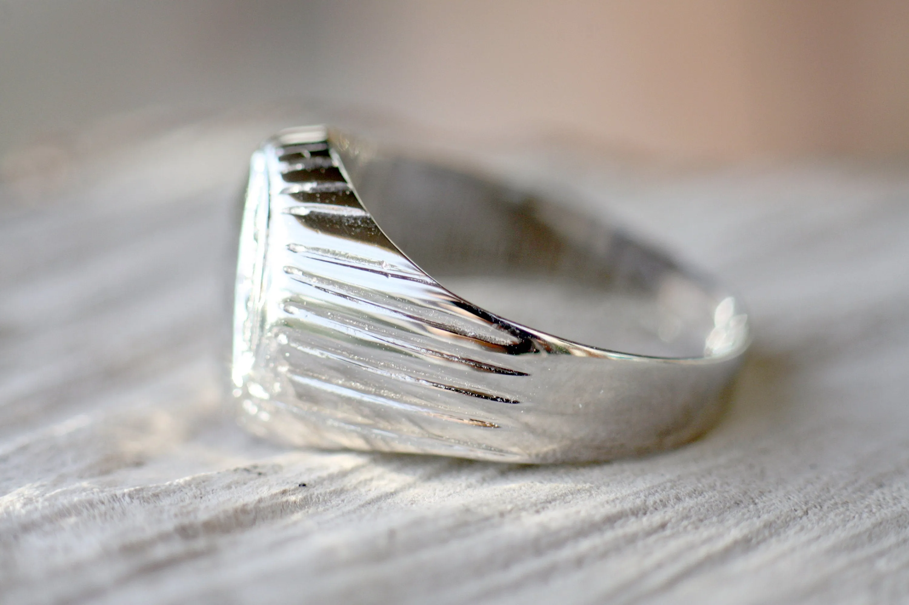 Engraved Signet Sterling Silver ring