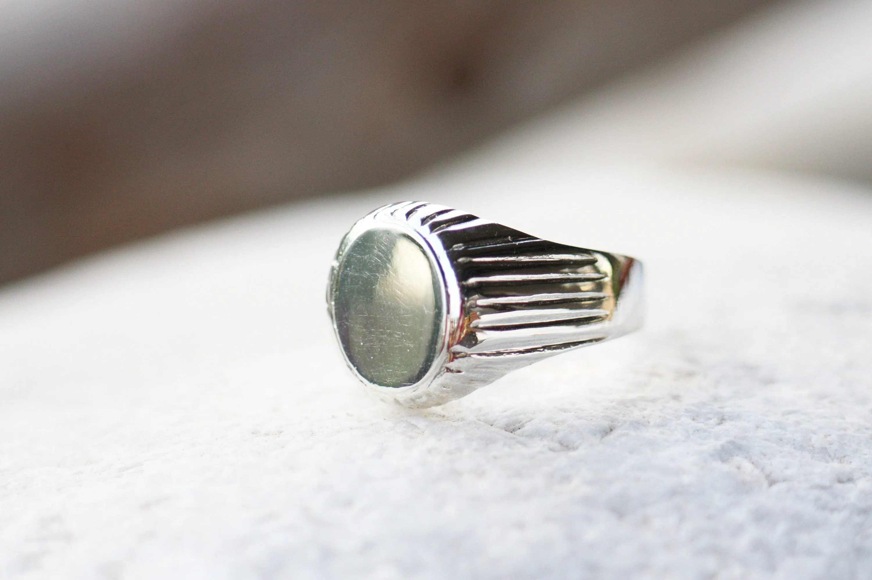 Engraved Signet Sterling Silver ring