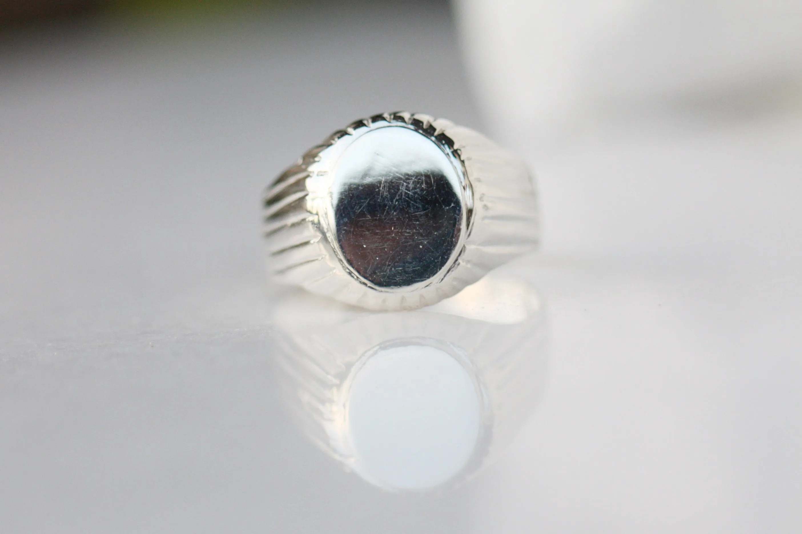 Engraved Signet Sterling Silver ring