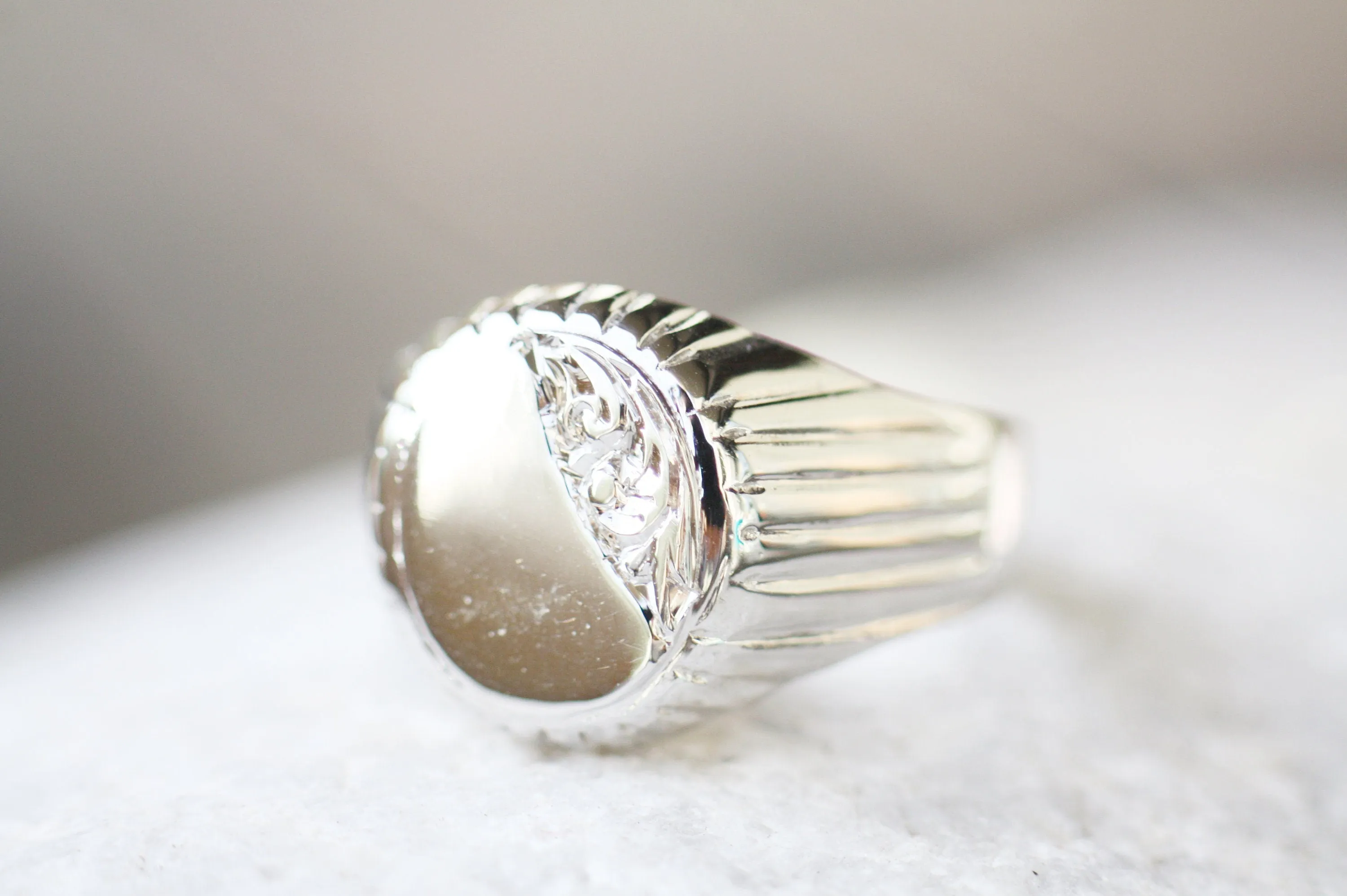Engraved Signet Sterling Silver ring