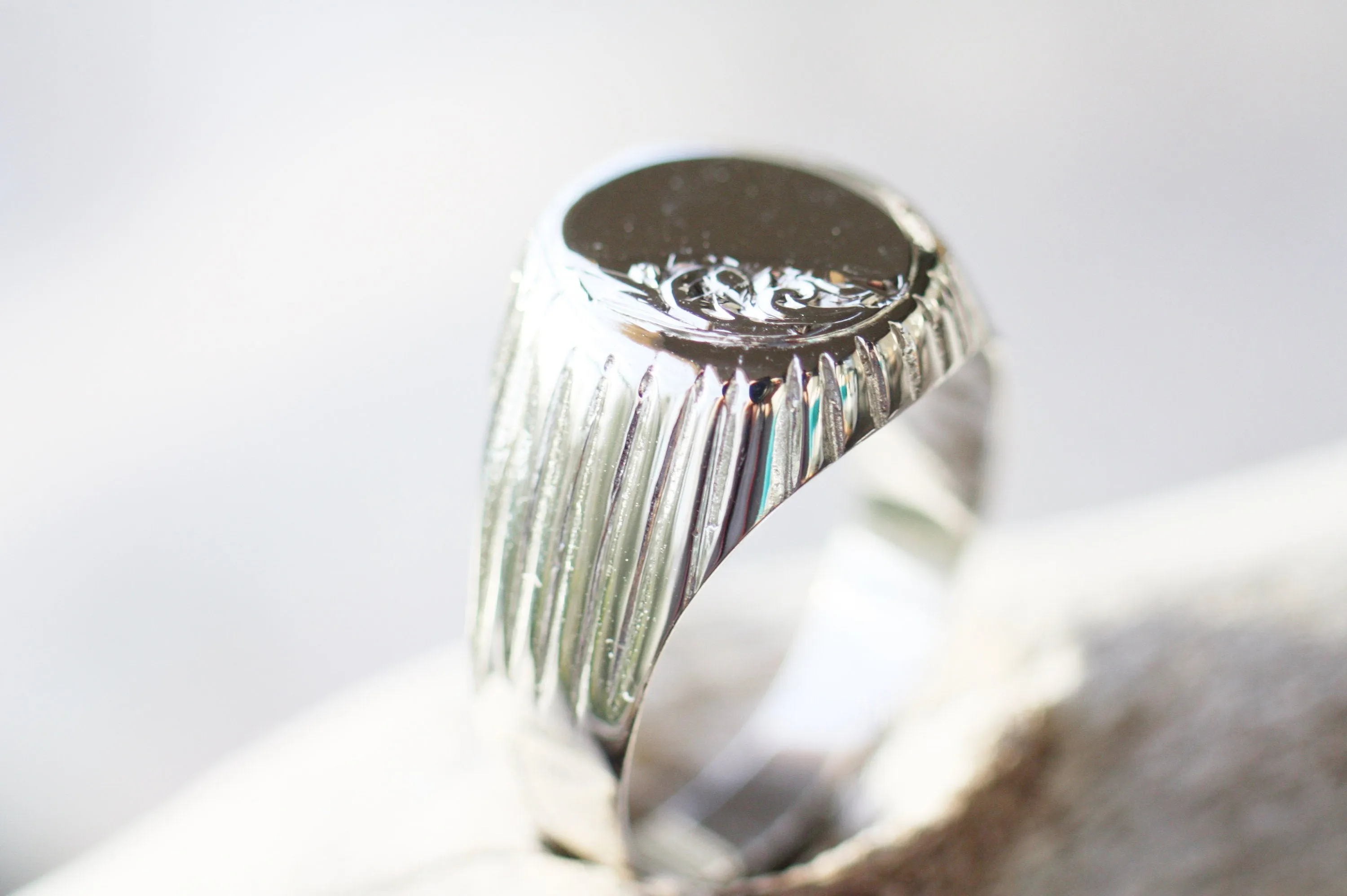 Engraved Signet Sterling Silver ring