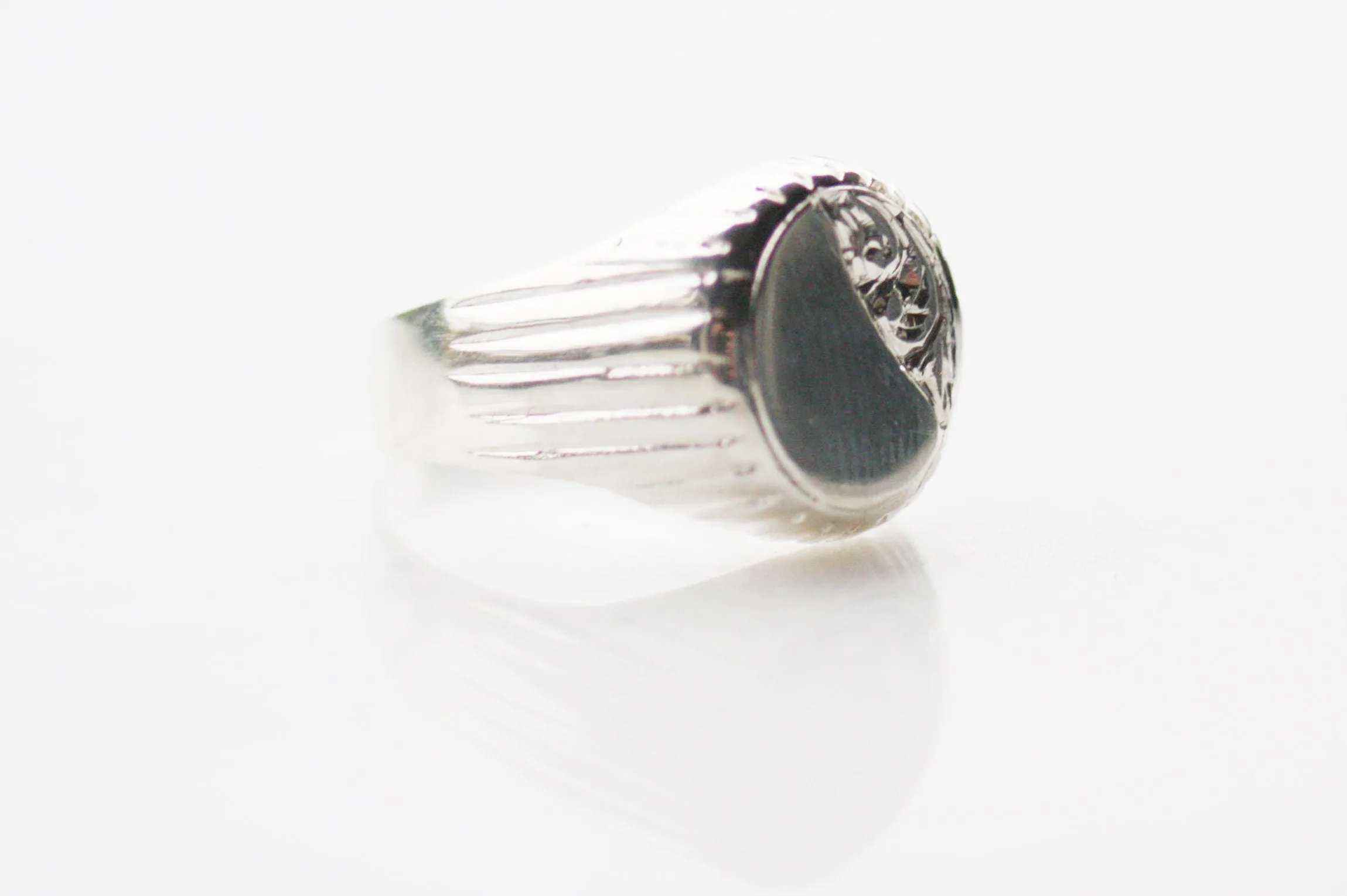 Engraved Signet Sterling Silver ring