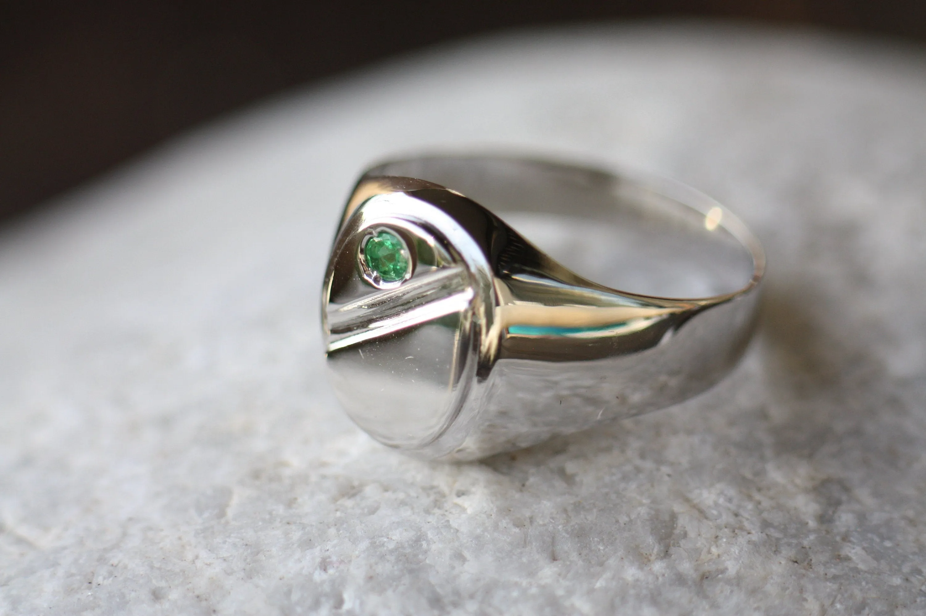 Engraved Signet Tsavorite ring