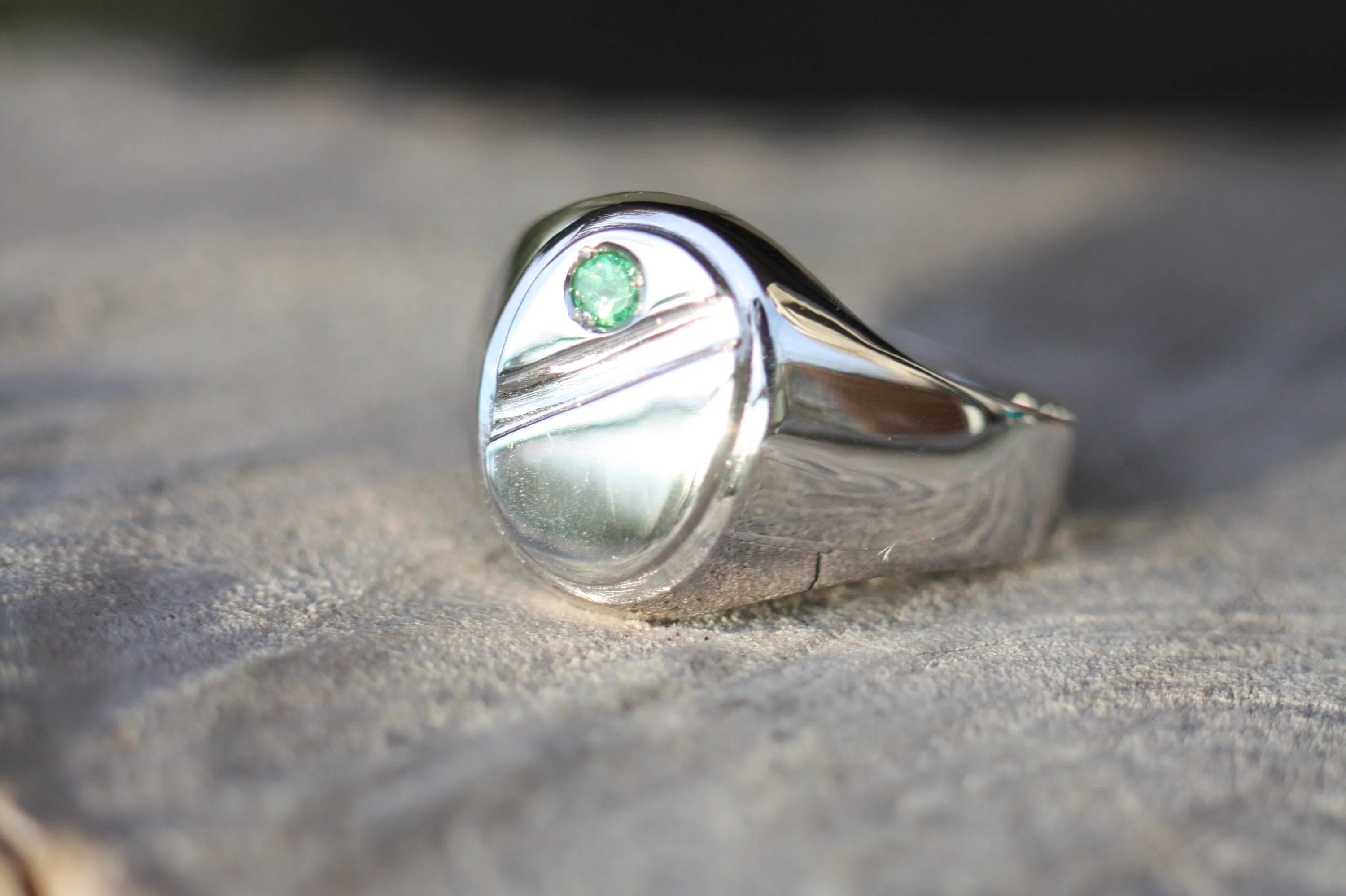 Engraved Signet Tsavorite ring