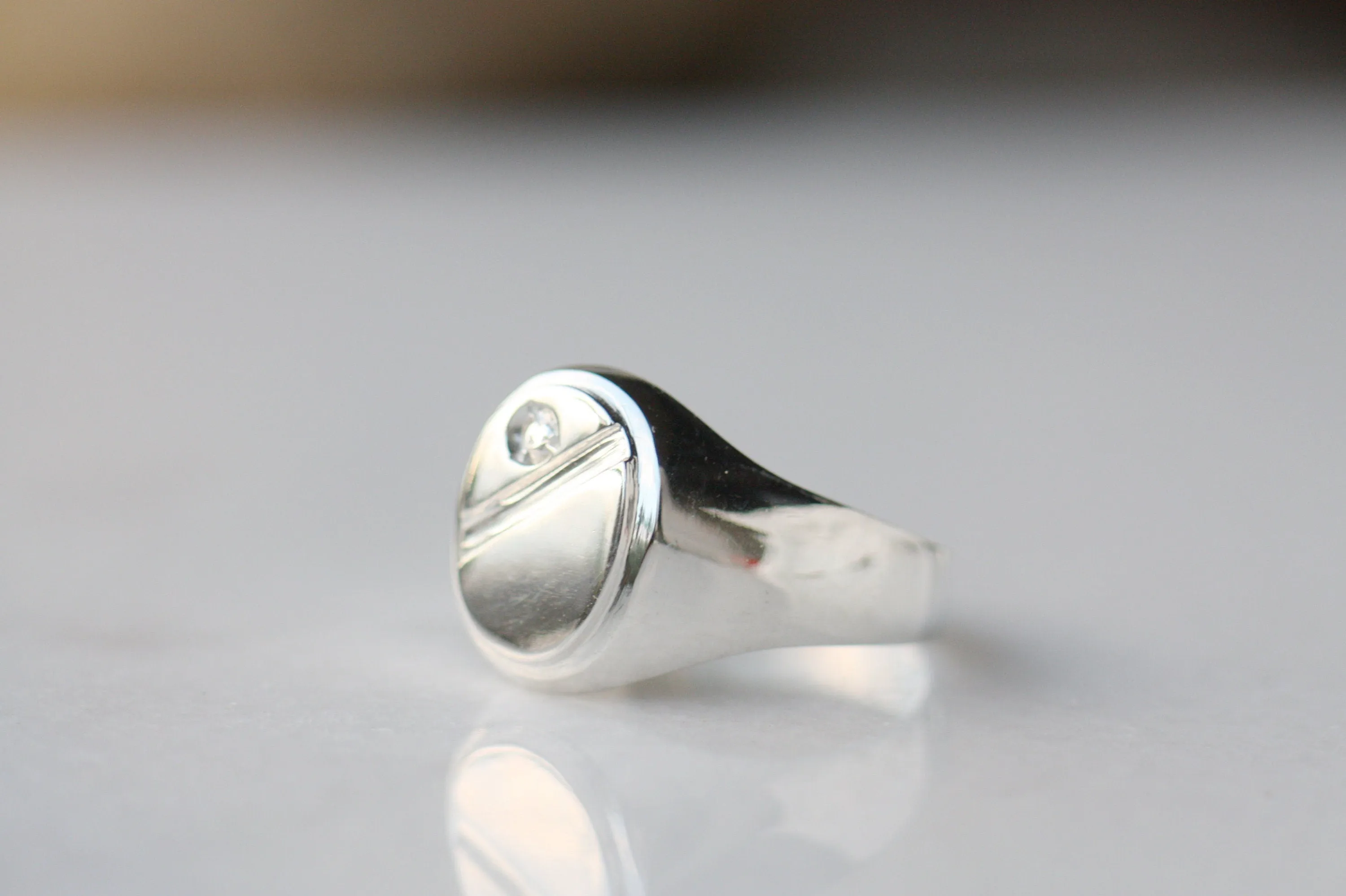 Engraved Signet Tsavorite ring