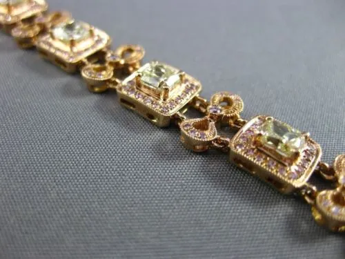 ESTATE WIDE 7.26CT FANCY YELLOW & PINK DIAMOND 18KT ROSE GOLD FILIGREE BRACELET