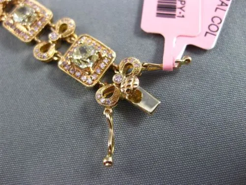 ESTATE WIDE 7.26CT FANCY YELLOW & PINK DIAMOND 18KT ROSE GOLD FILIGREE BRACELET