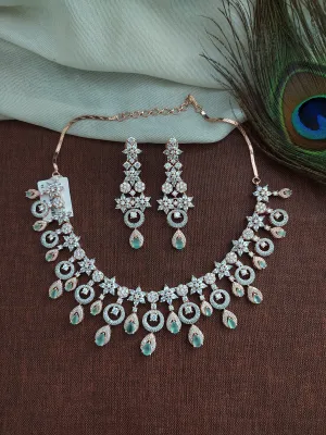 Exquisite Rose-gold Zircon Necklace Set