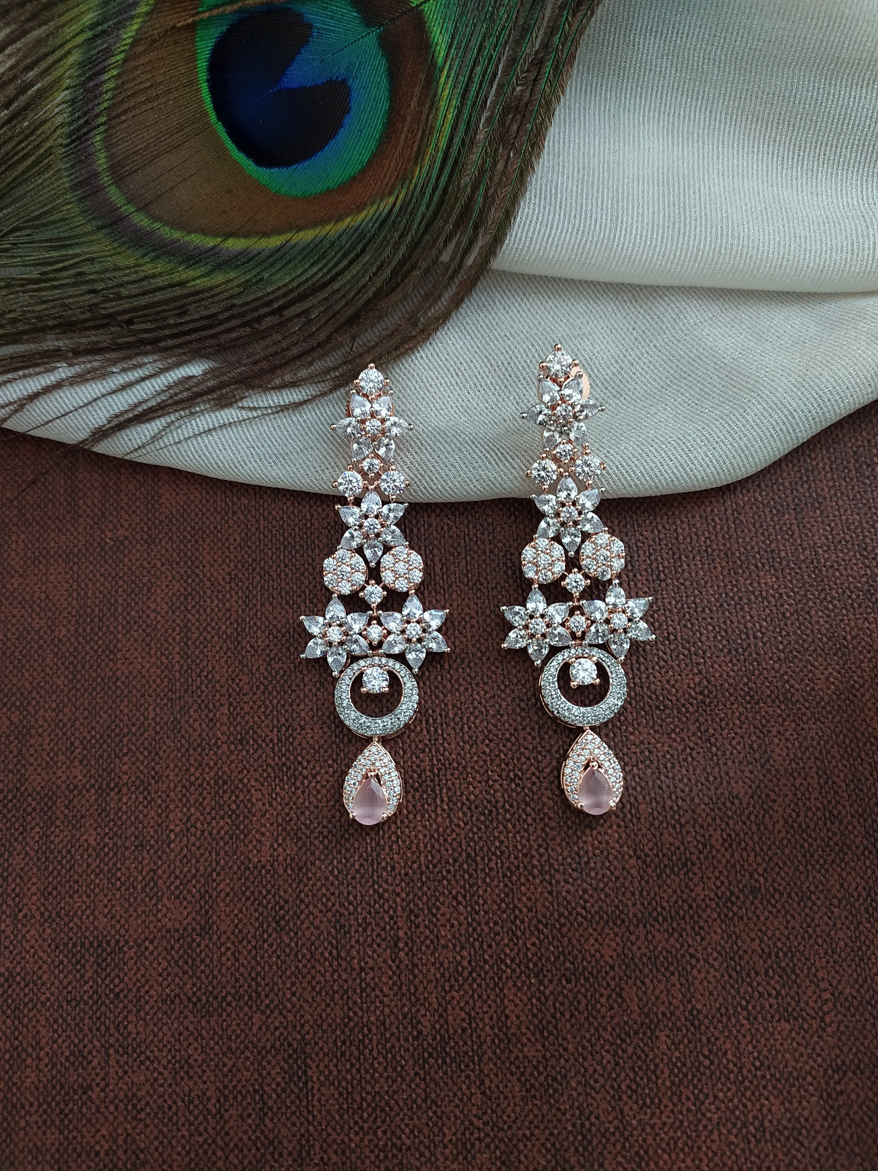 Exquisite Rose-gold Zircon Necklace Set