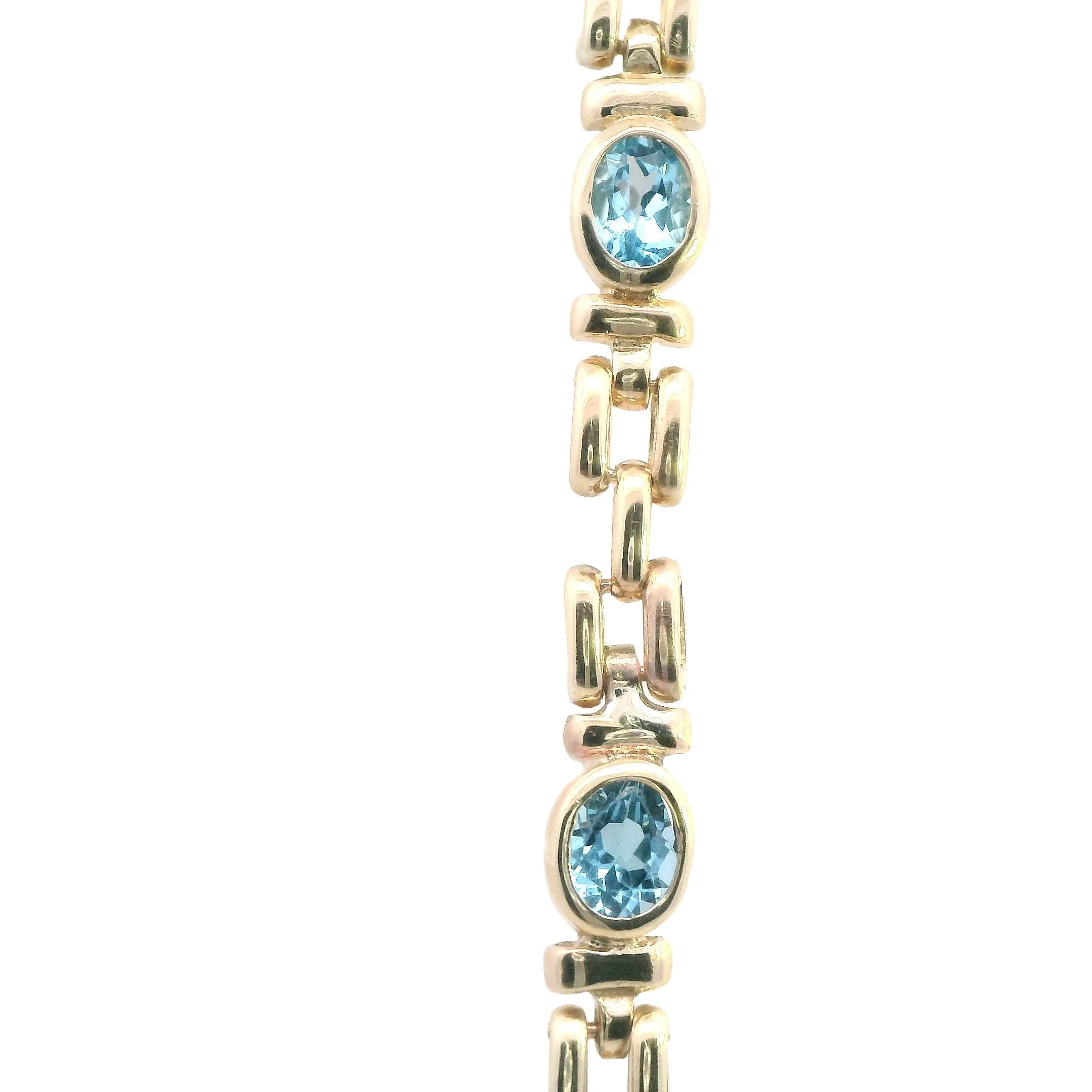 Exquisite Yellow Gold Blue Topaz Bracelet