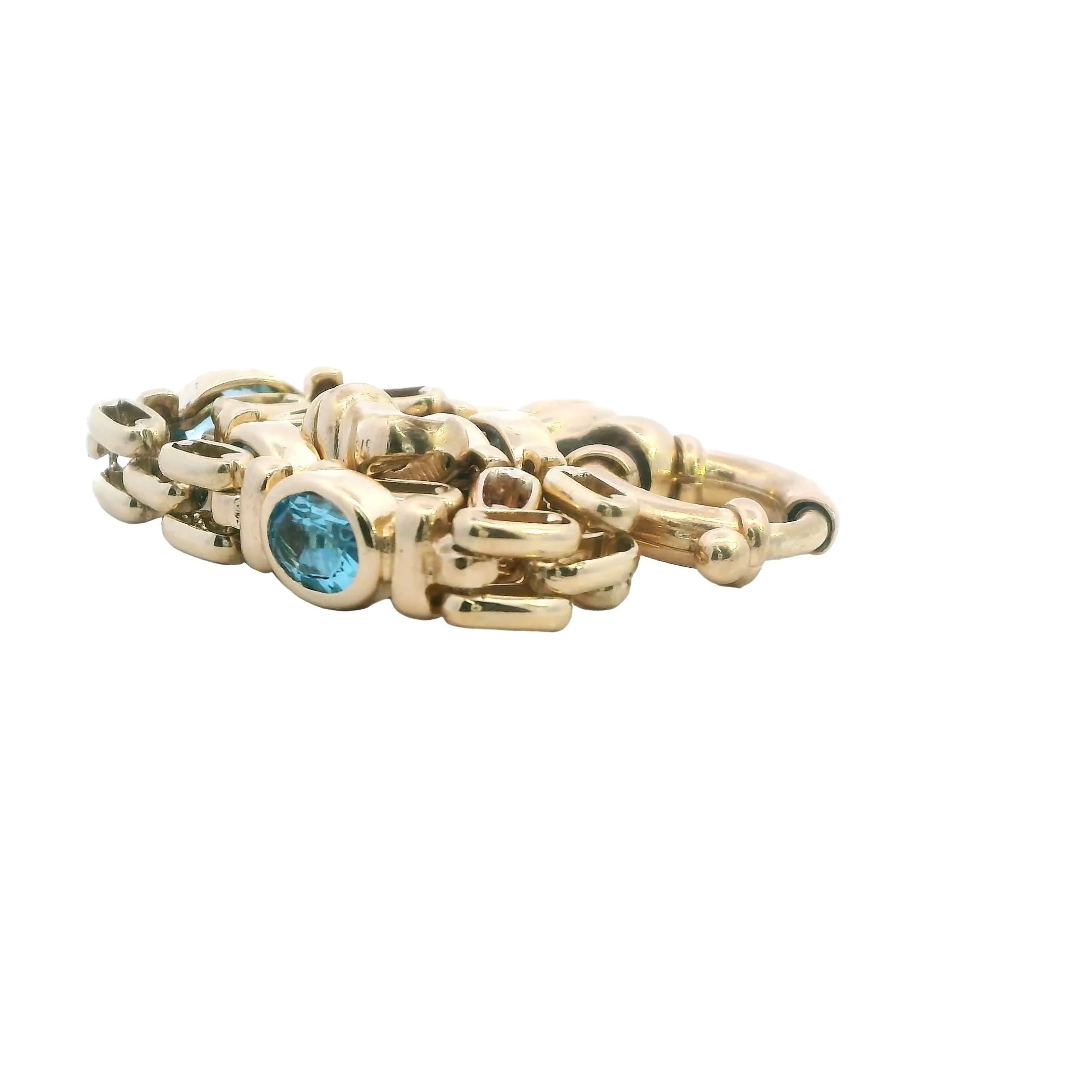 Exquisite Yellow Gold Blue Topaz Bracelet
