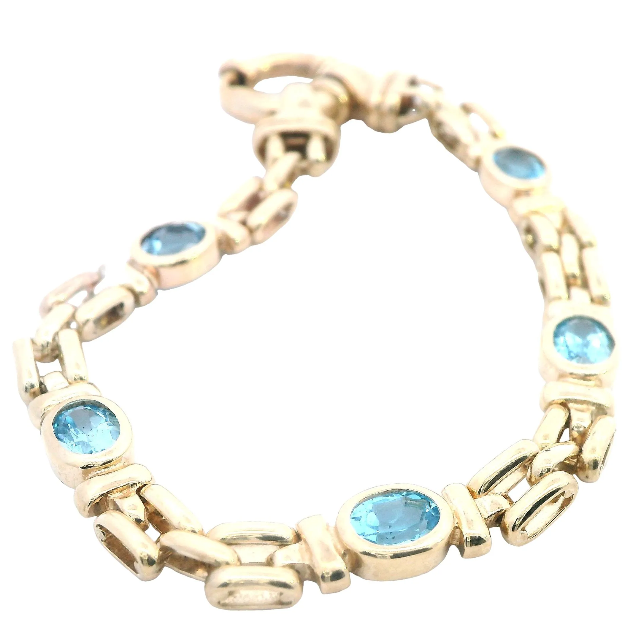 Exquisite Yellow Gold Blue Topaz Bracelet