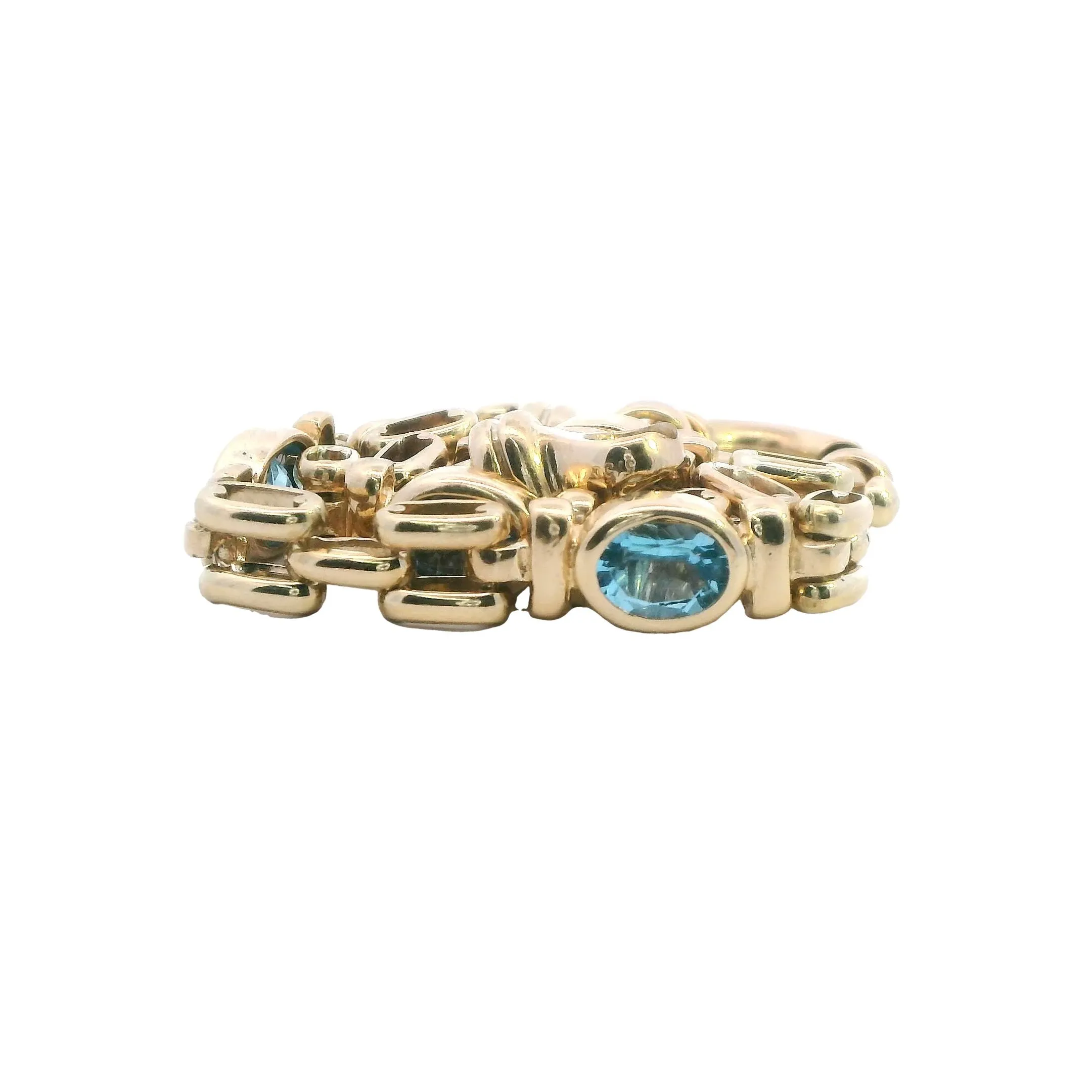 Exquisite Yellow Gold Blue Topaz Bracelet