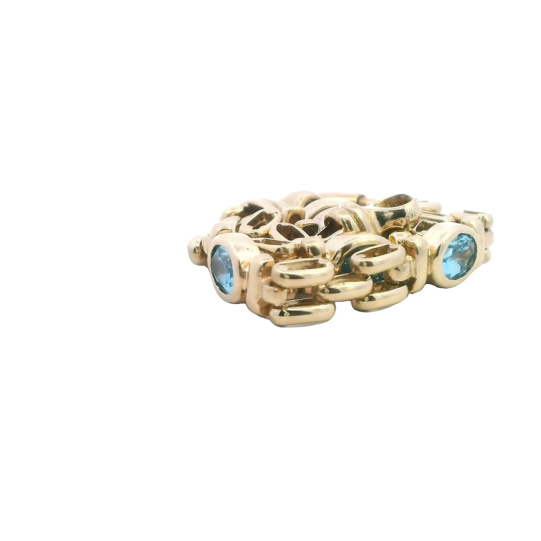 Exquisite Yellow Gold Blue Topaz Bracelet