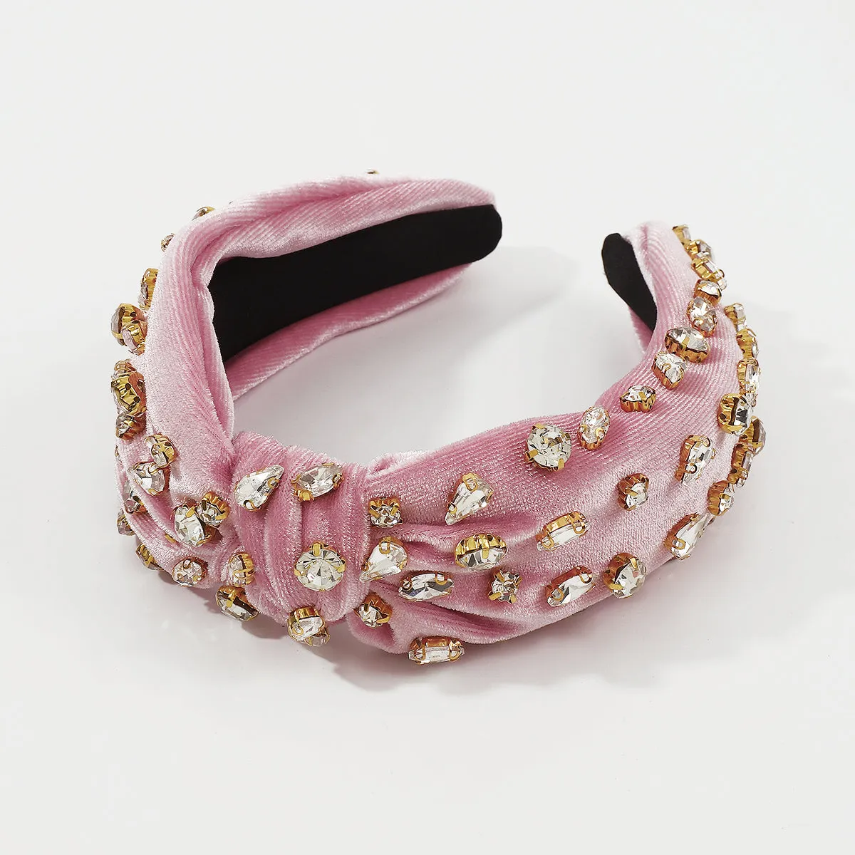 F2856 Corduroy Large Crystal Top Knot Headband