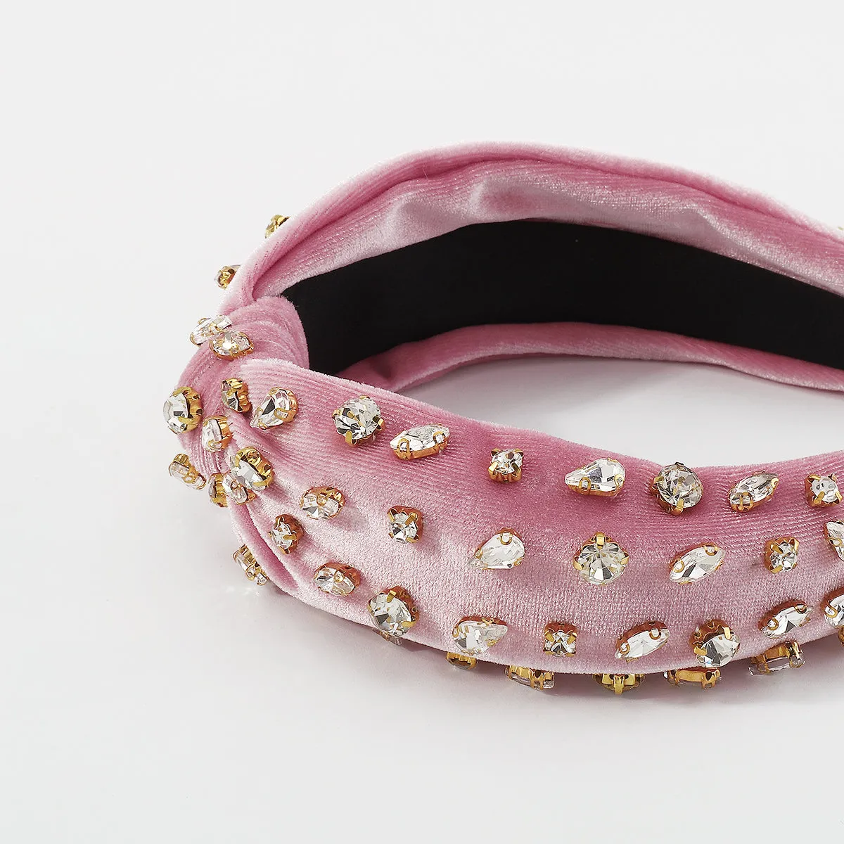 F2856 Corduroy Large Crystal Top Knot Headband