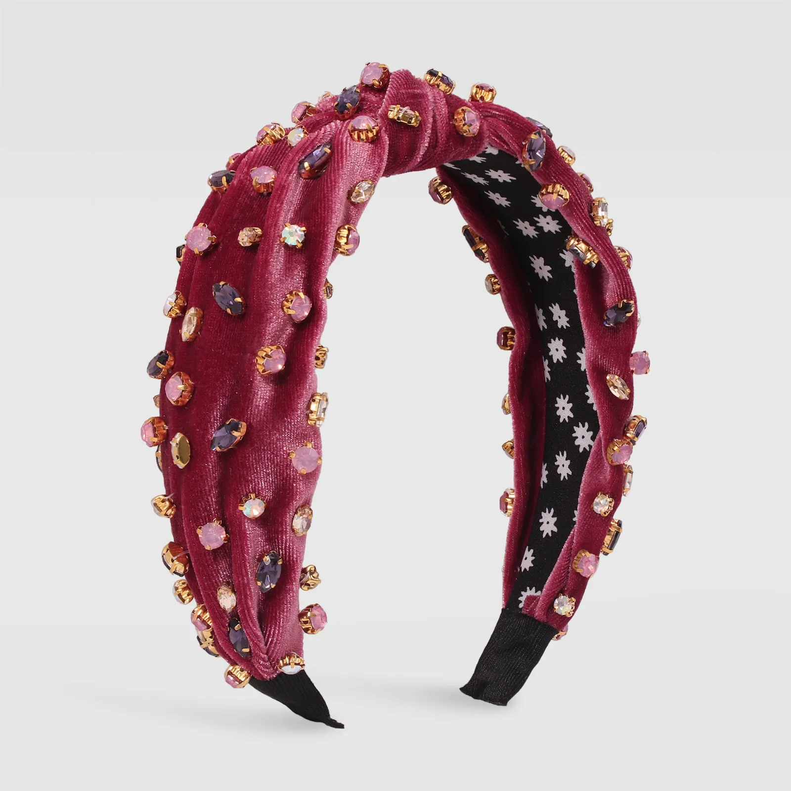 F2856 Corduroy Large Crystal Top Knot Headband