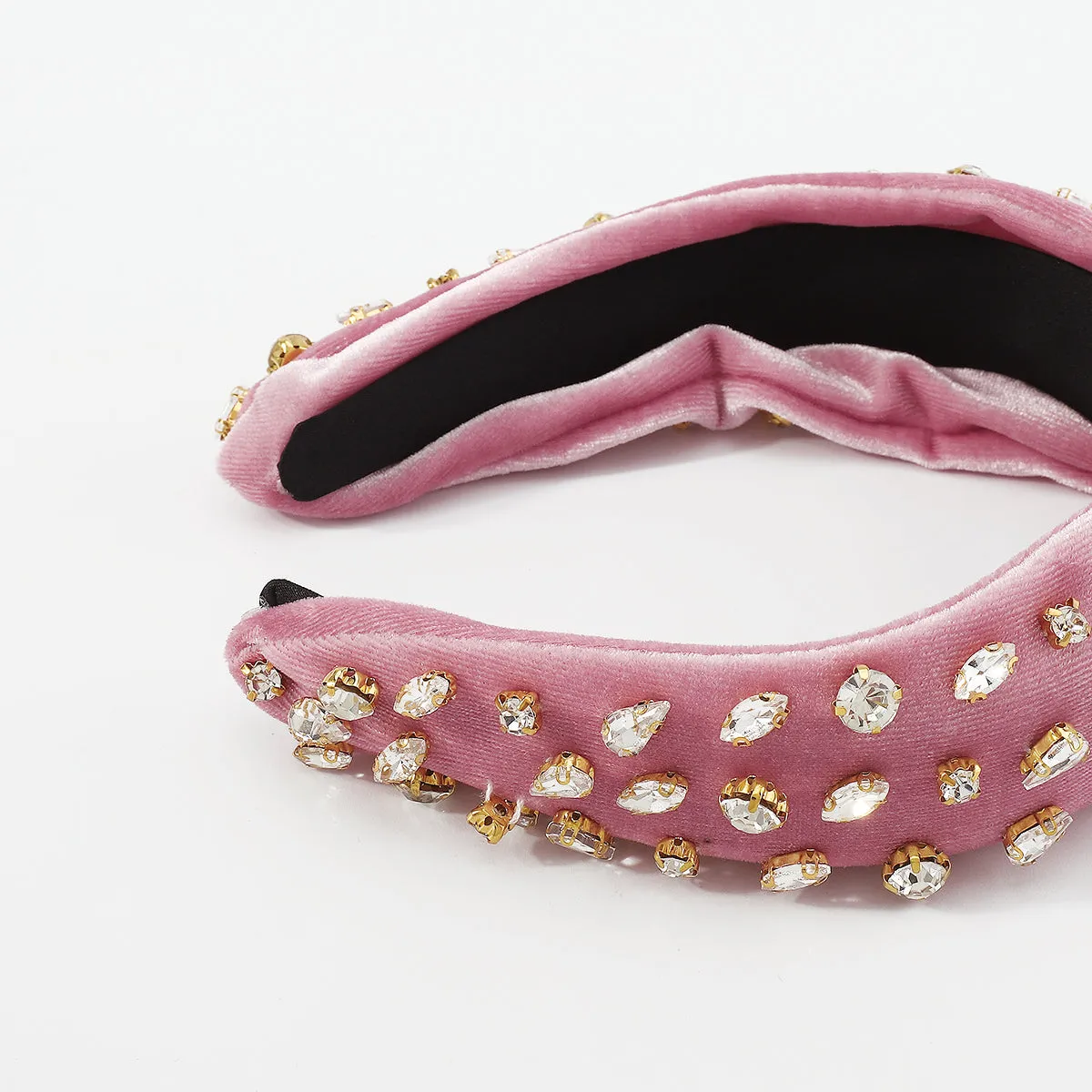 F2856 Corduroy Large Crystal Top Knot Headband