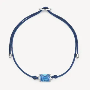 Fancy Blue Stone Cord Bracelet in Sterling Silver