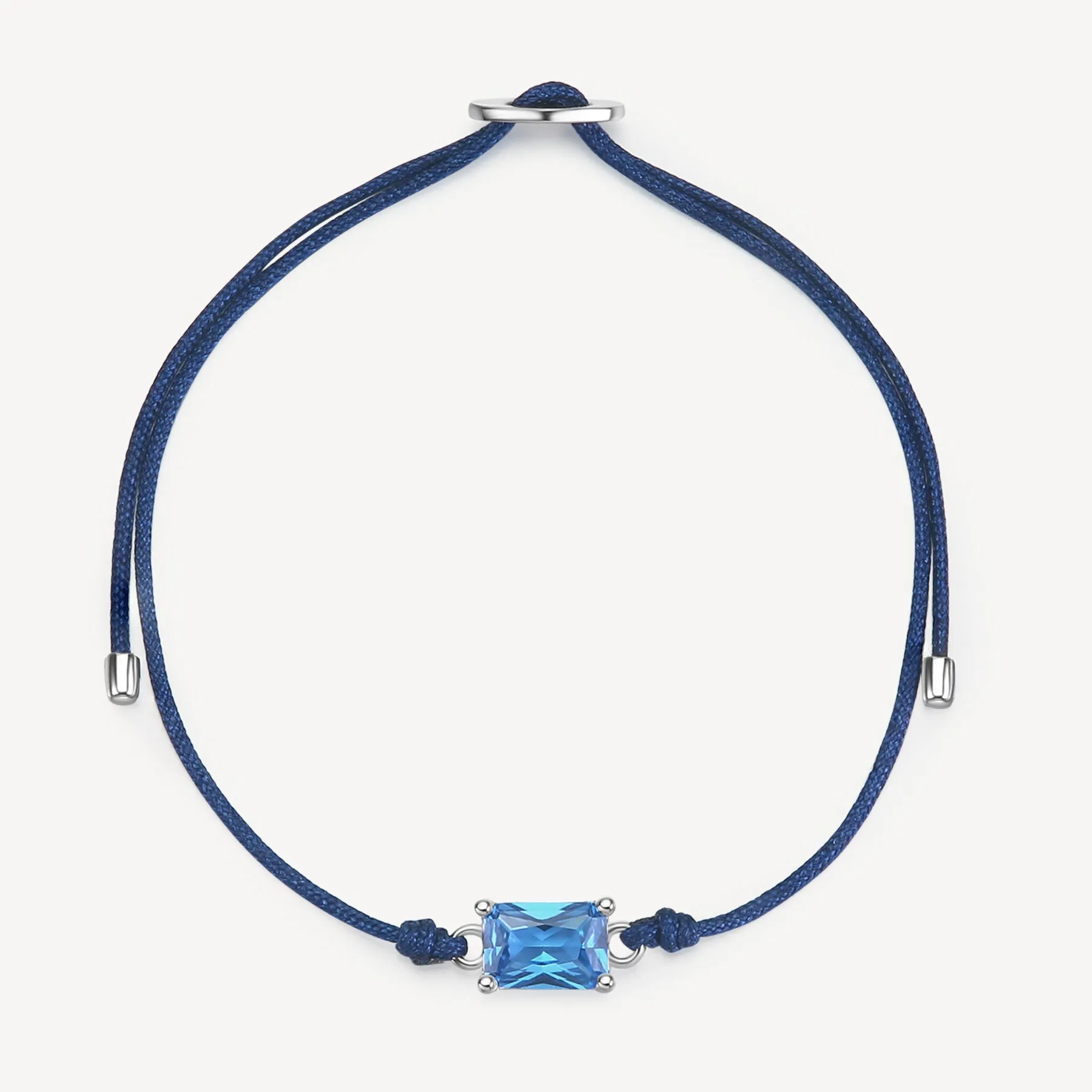 Fancy Blue Stone Cord Bracelet in Sterling Silver