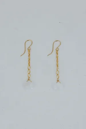 Fancy Drop Chain Earrings - Moonstone