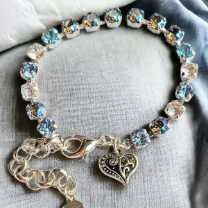 Fancy Filigree Heart Faceted Crystal Bracelet