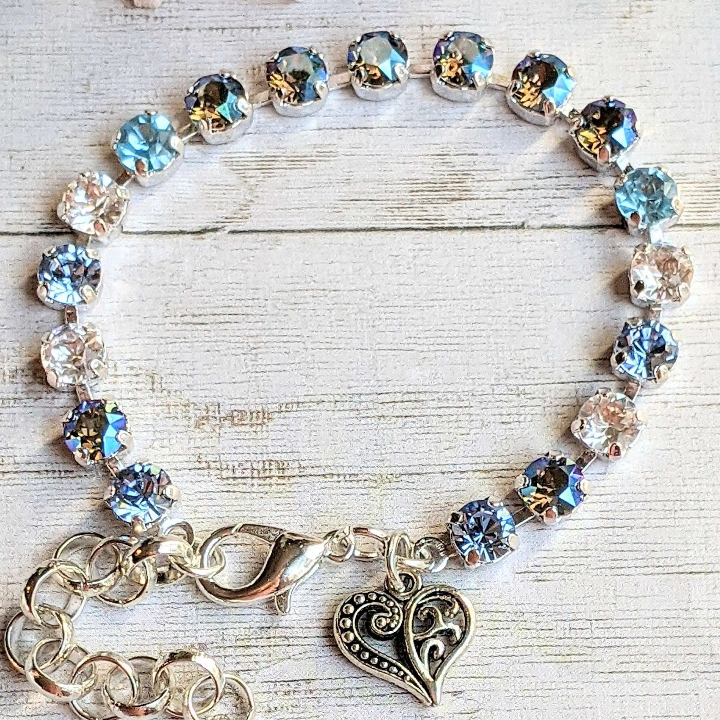 Fancy Filigree Heart Faceted Crystal Bracelet