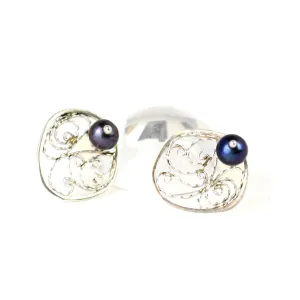 Filigree & Pearl Stud Earrings