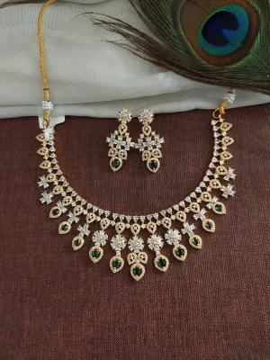 Floral Design Gold-plated Zircon Necklace Set
