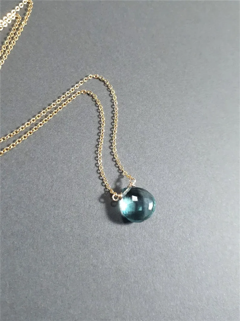 Fluorite Heart Shape Briolette Pendant Necklace