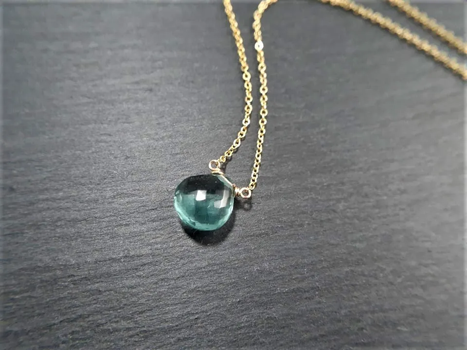 Fluorite Heart Shape Briolette Pendant Necklace