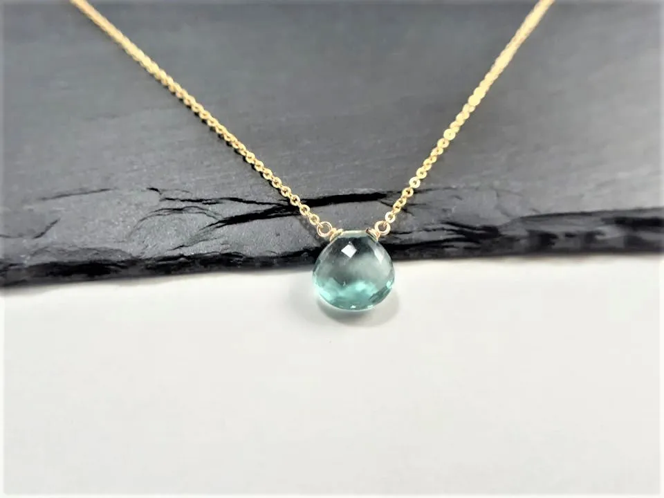 Fluorite Heart Shape Briolette Pendant Necklace