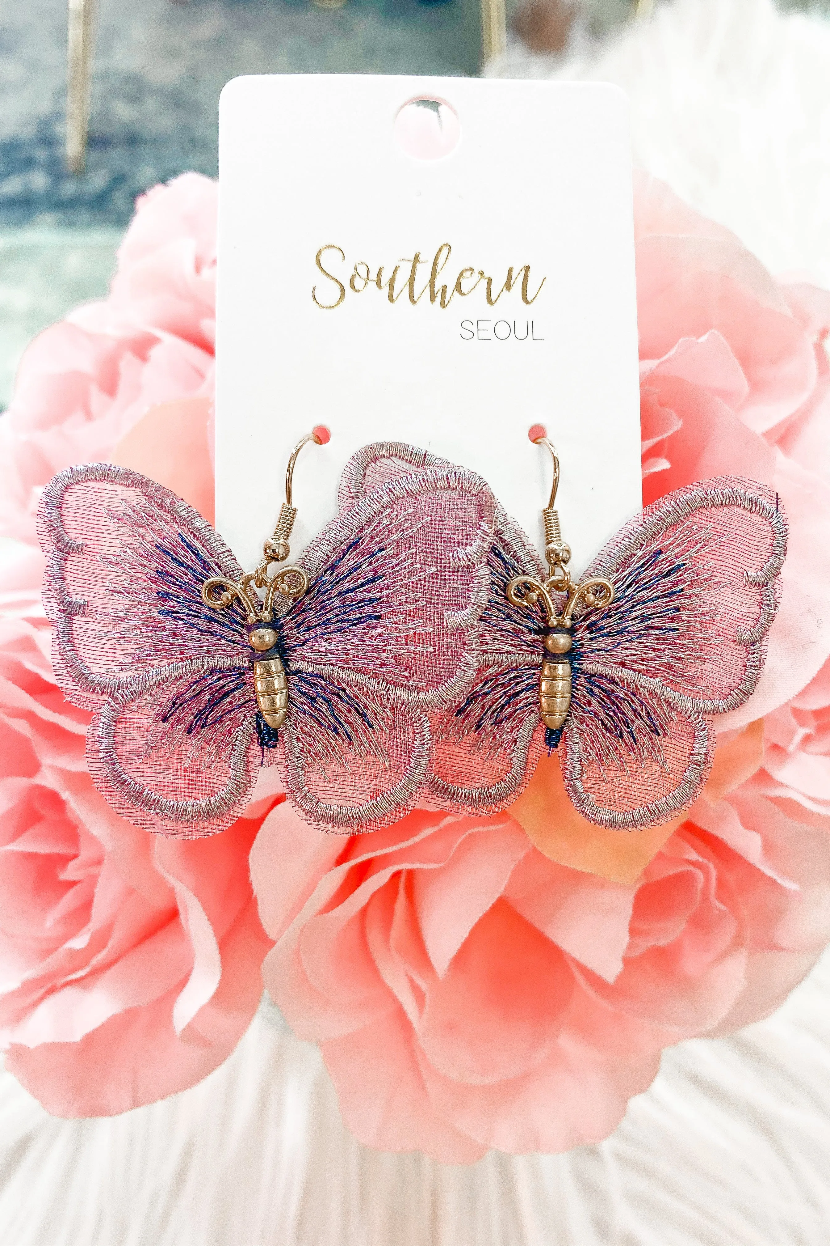 Flutter By Lace Earrings - Pink