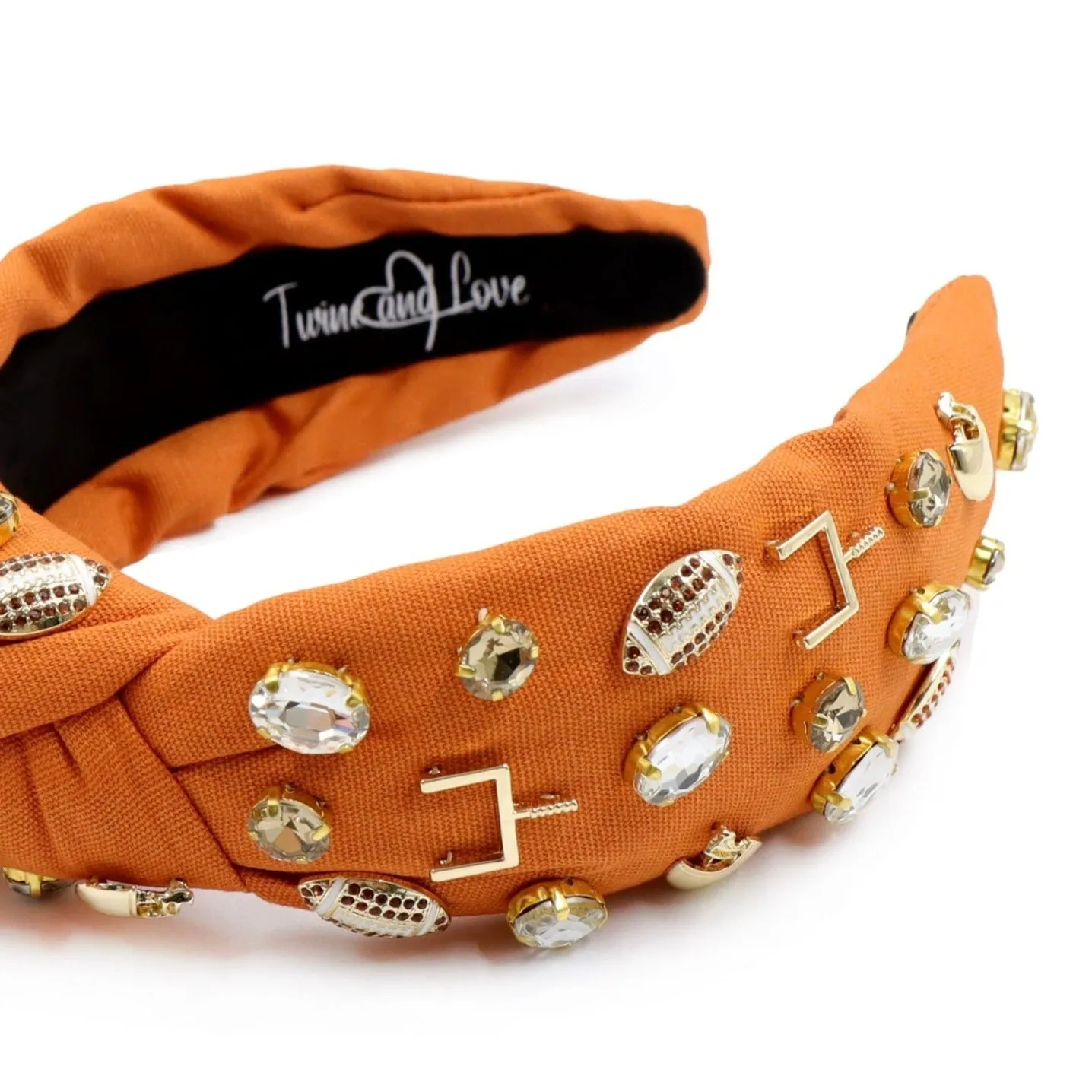 Football Jeweled Knot Headband (Burnt orange)