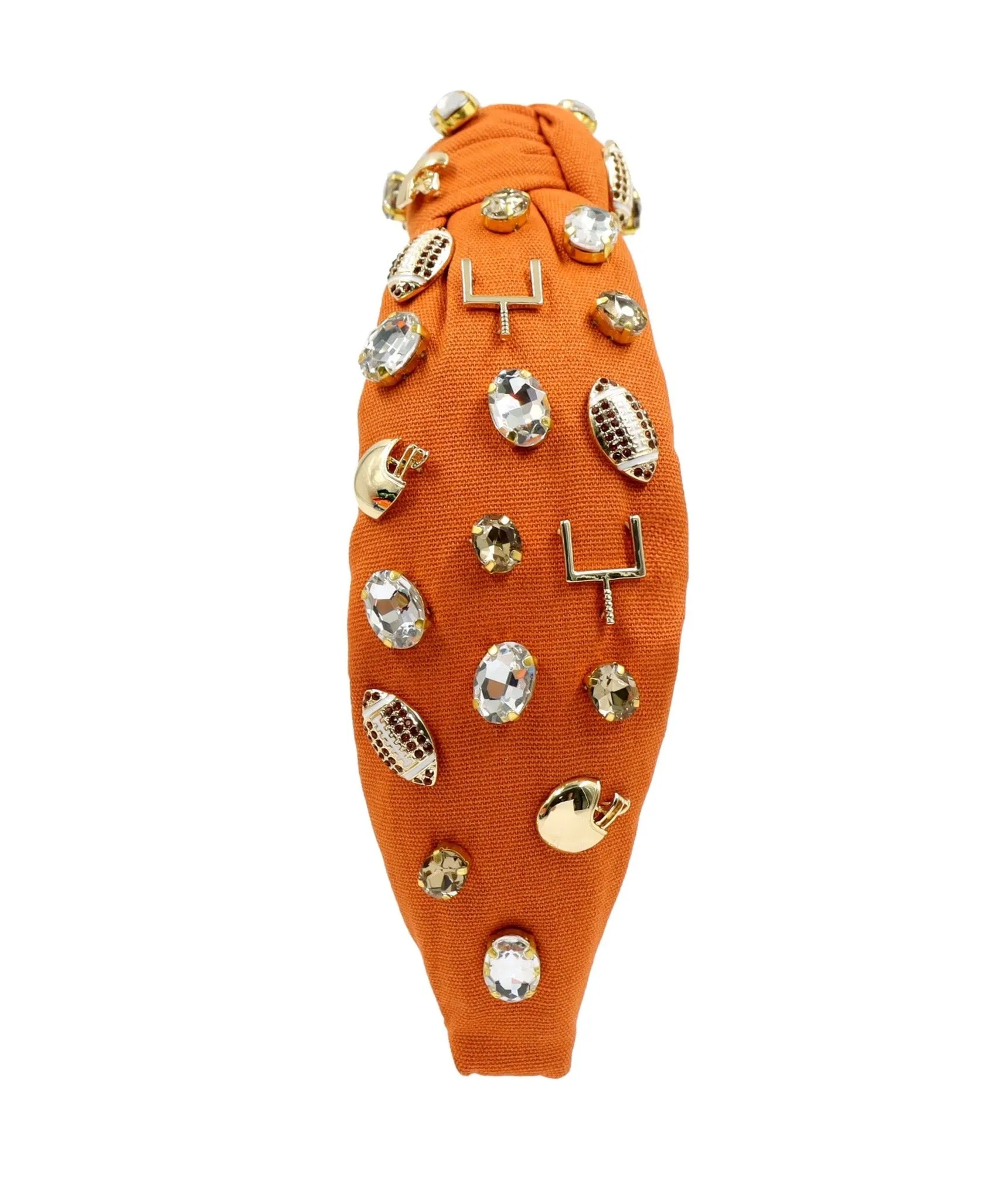 Football Jeweled Knot Headband (Burnt orange)