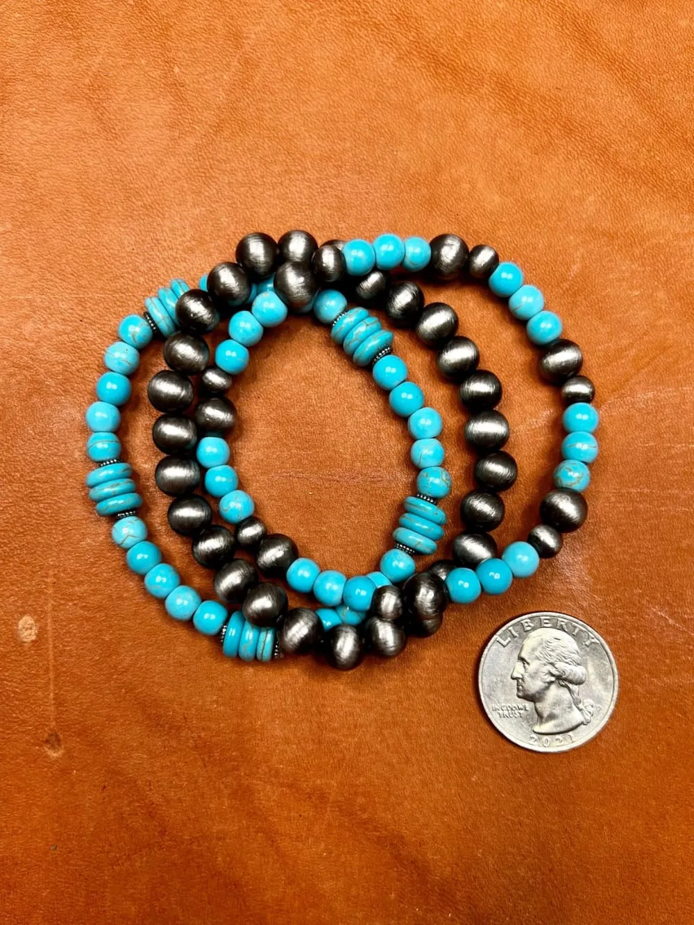 Fort Worth Turquoise and Silver Bracelet Set
