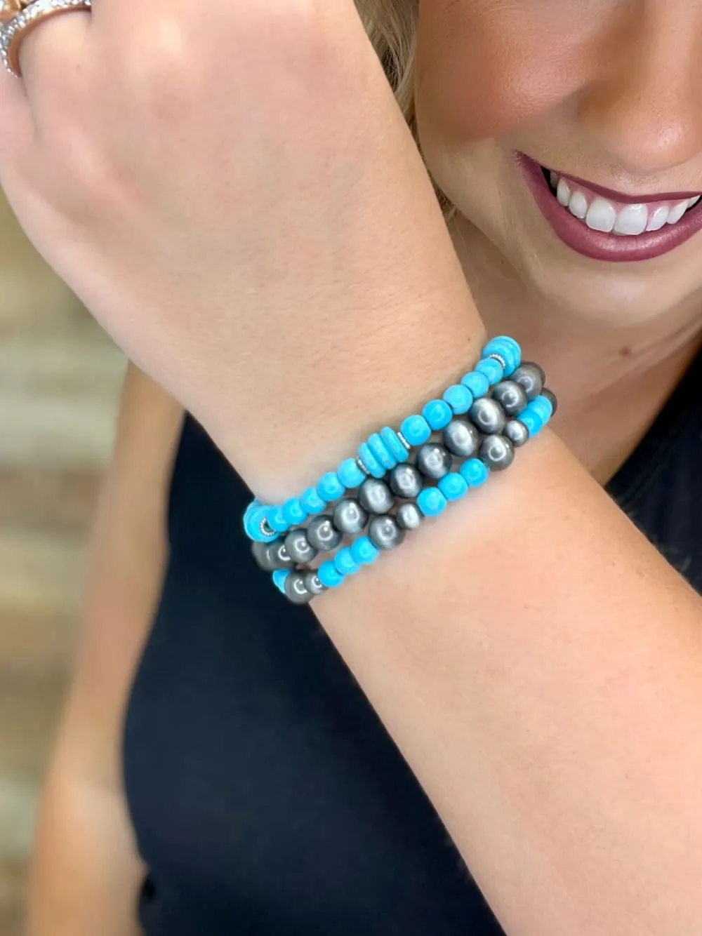 Fort Worth Turquoise and Silver Bracelet Set