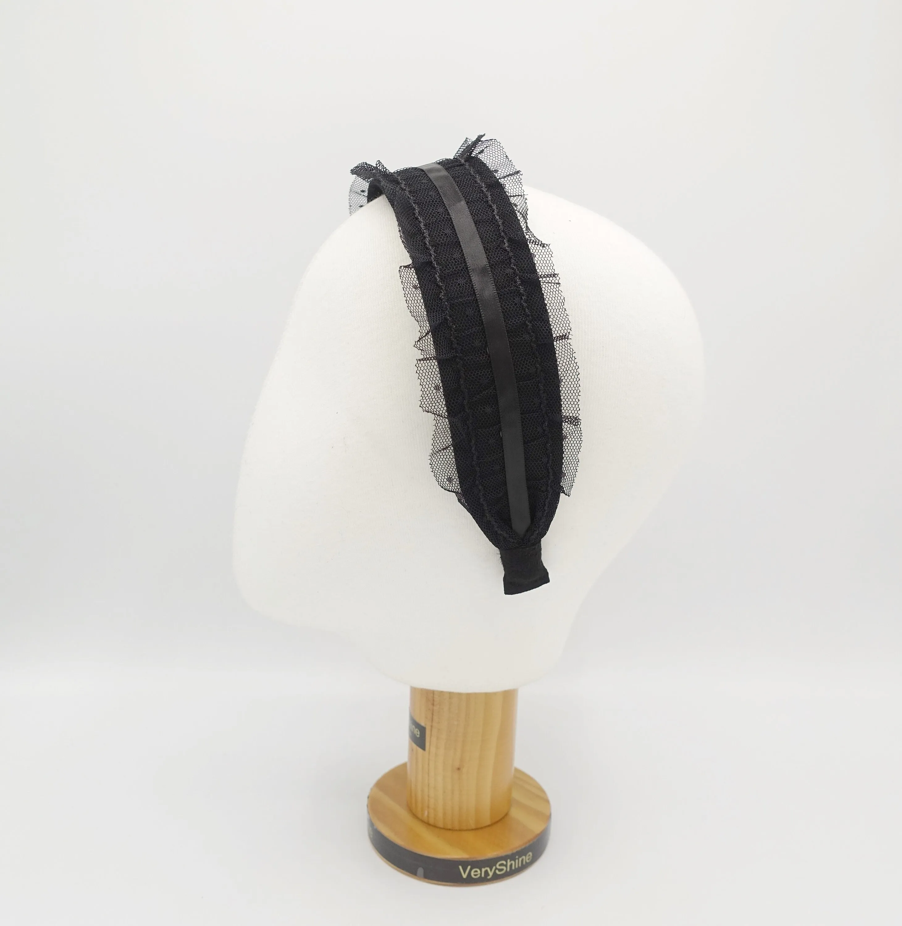 frill tulle satin strap headband