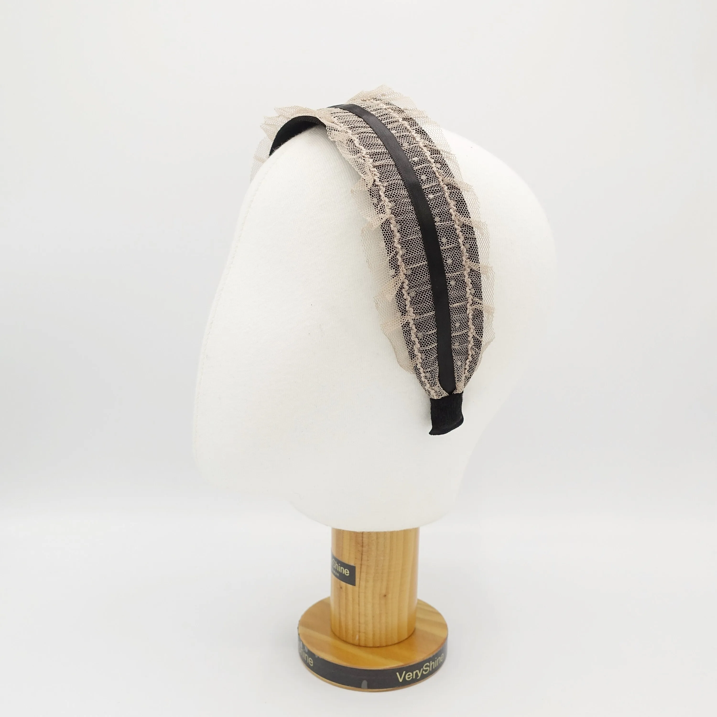 frill tulle satin strap headband