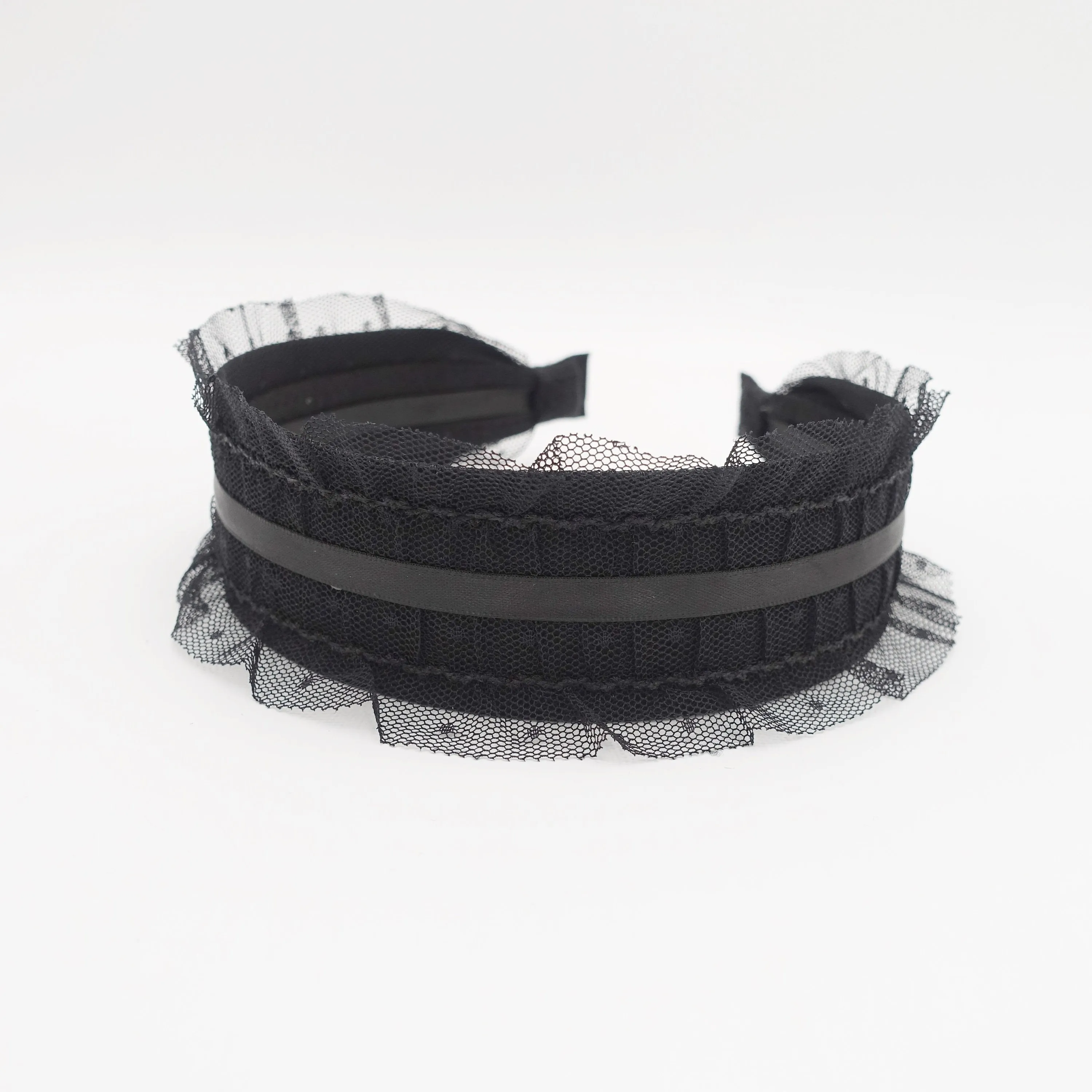 frill tulle satin strap headband