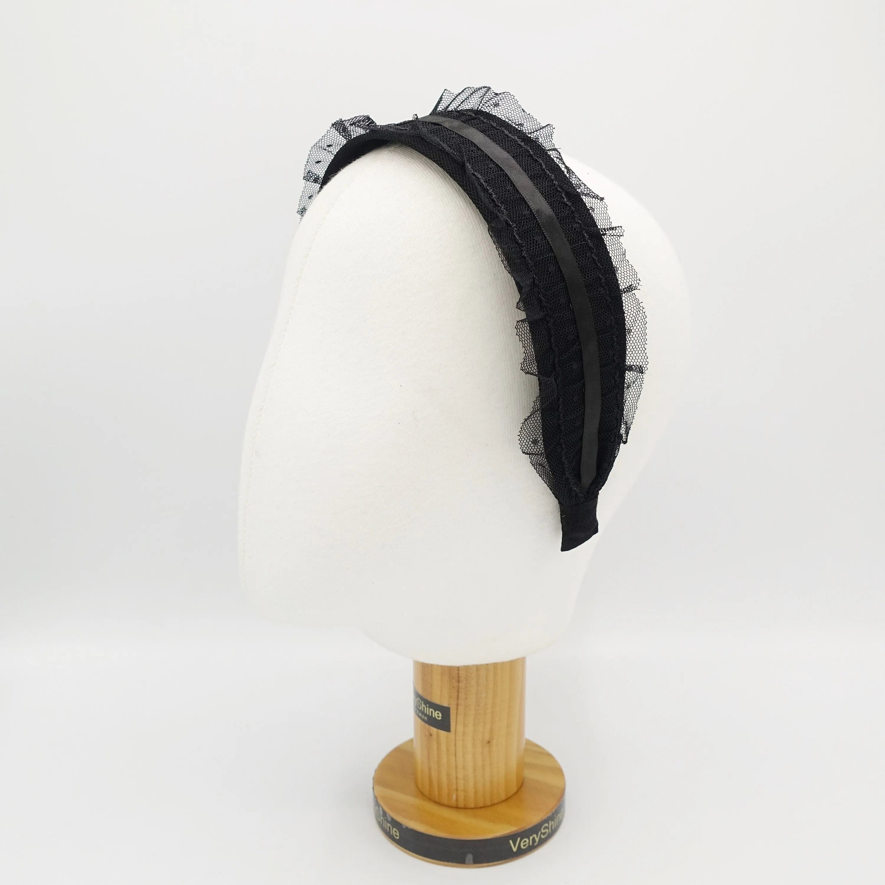 frill tulle satin strap headband