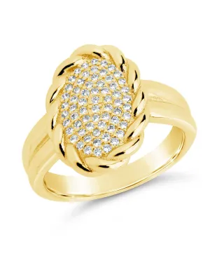 Galette CZ Signet Ring