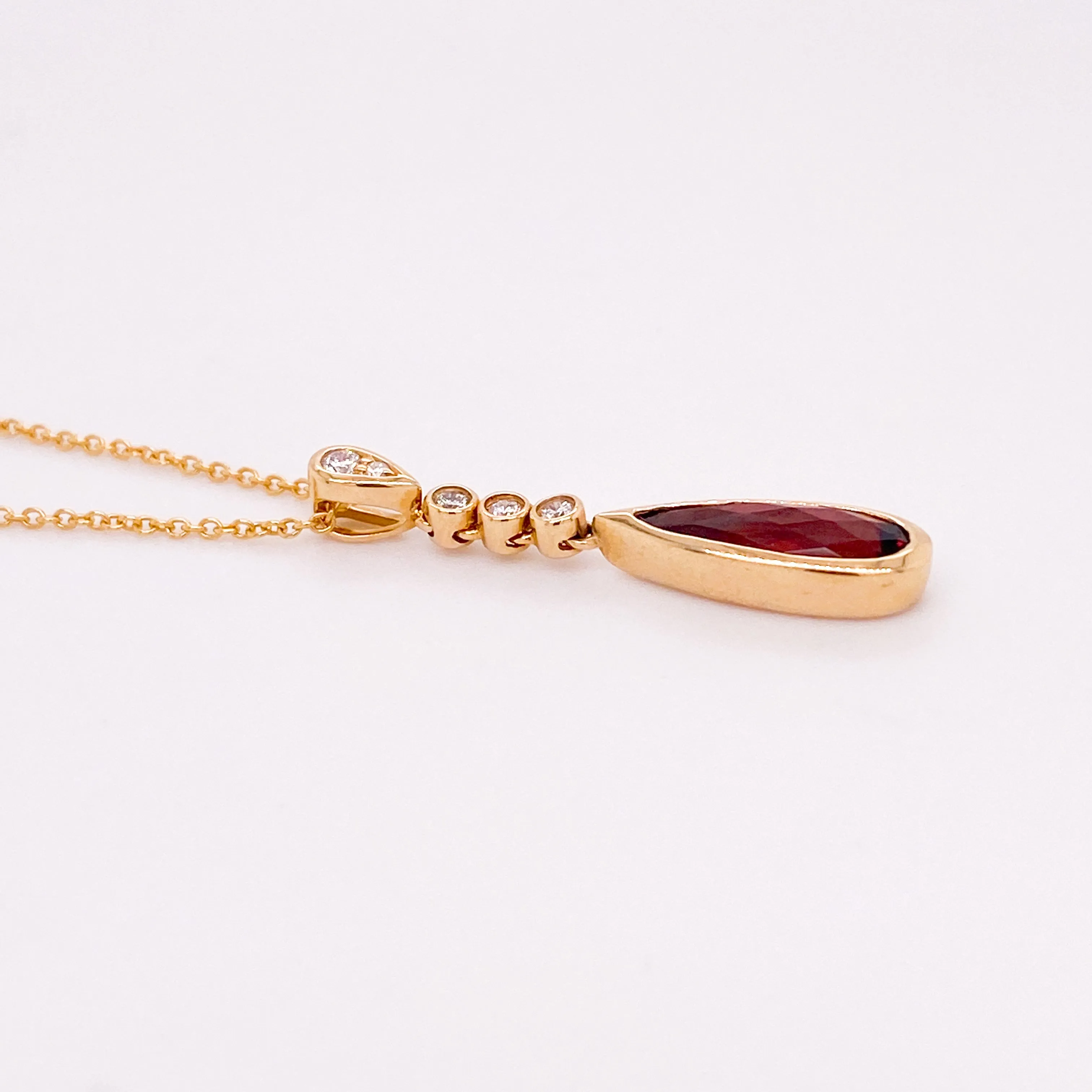 Garnet & Diamond Drop Pendant