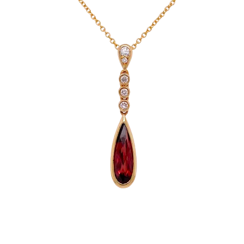 Garnet & Diamond Drop Pendant