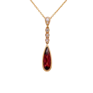 Garnet & Diamond Drop Pendant