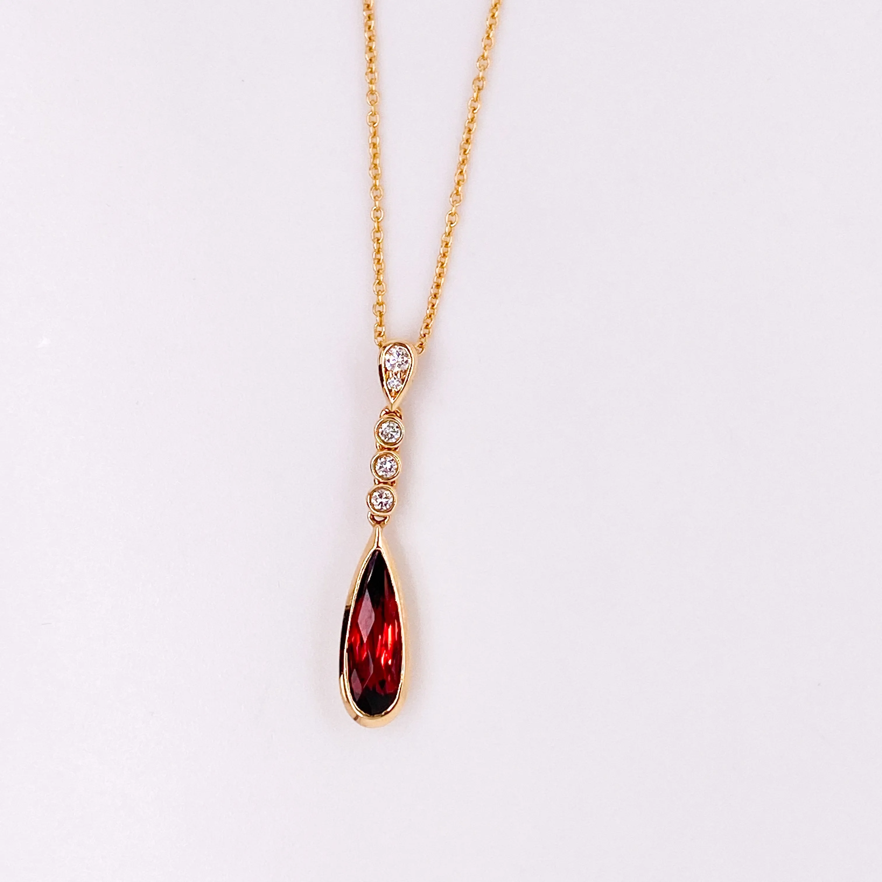 Garnet & Diamond Drop Pendant