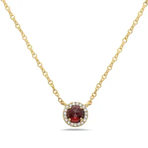 Garnet And Diamond Halo Necklace