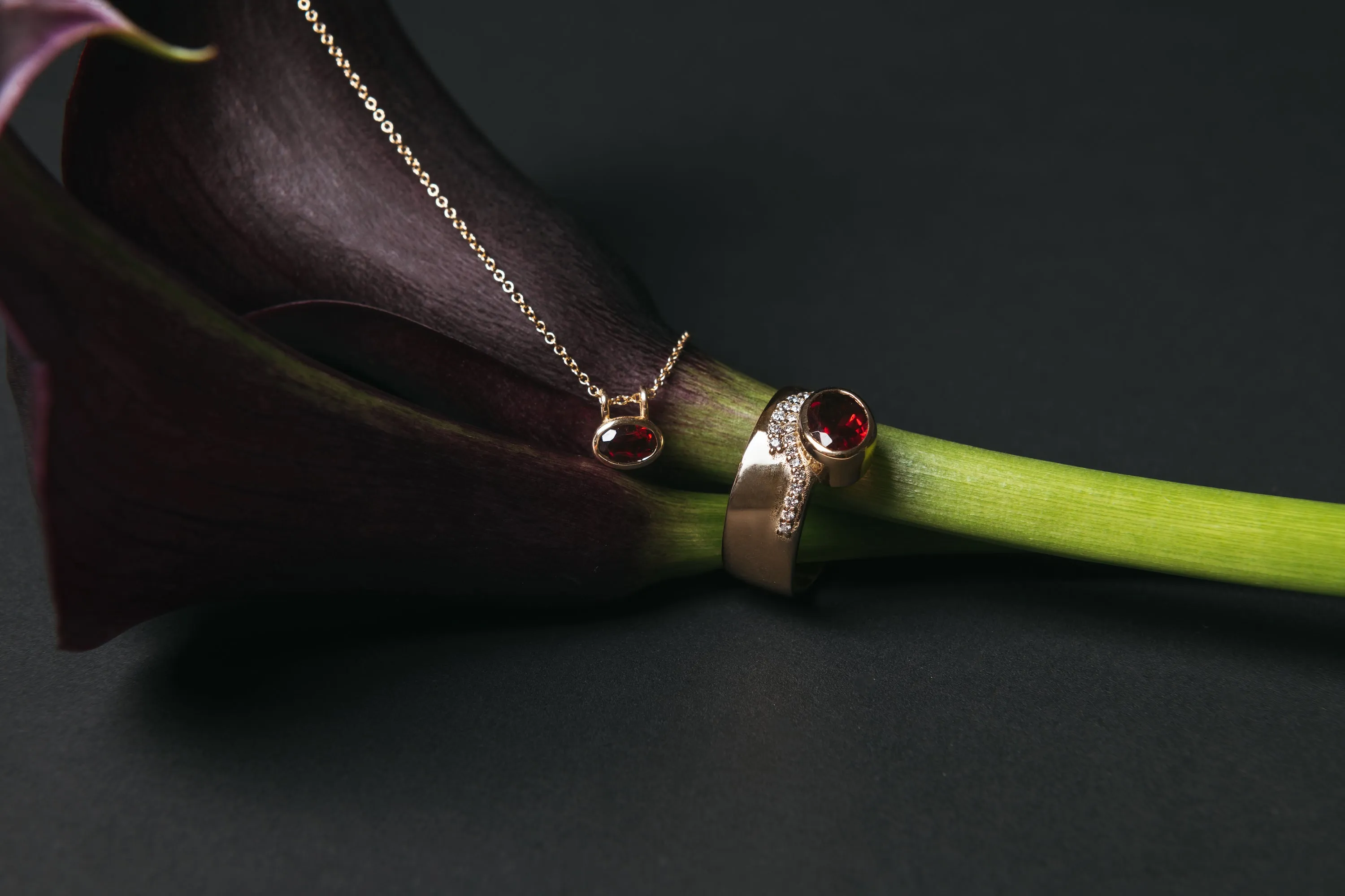 Garnet Bezel Necklace