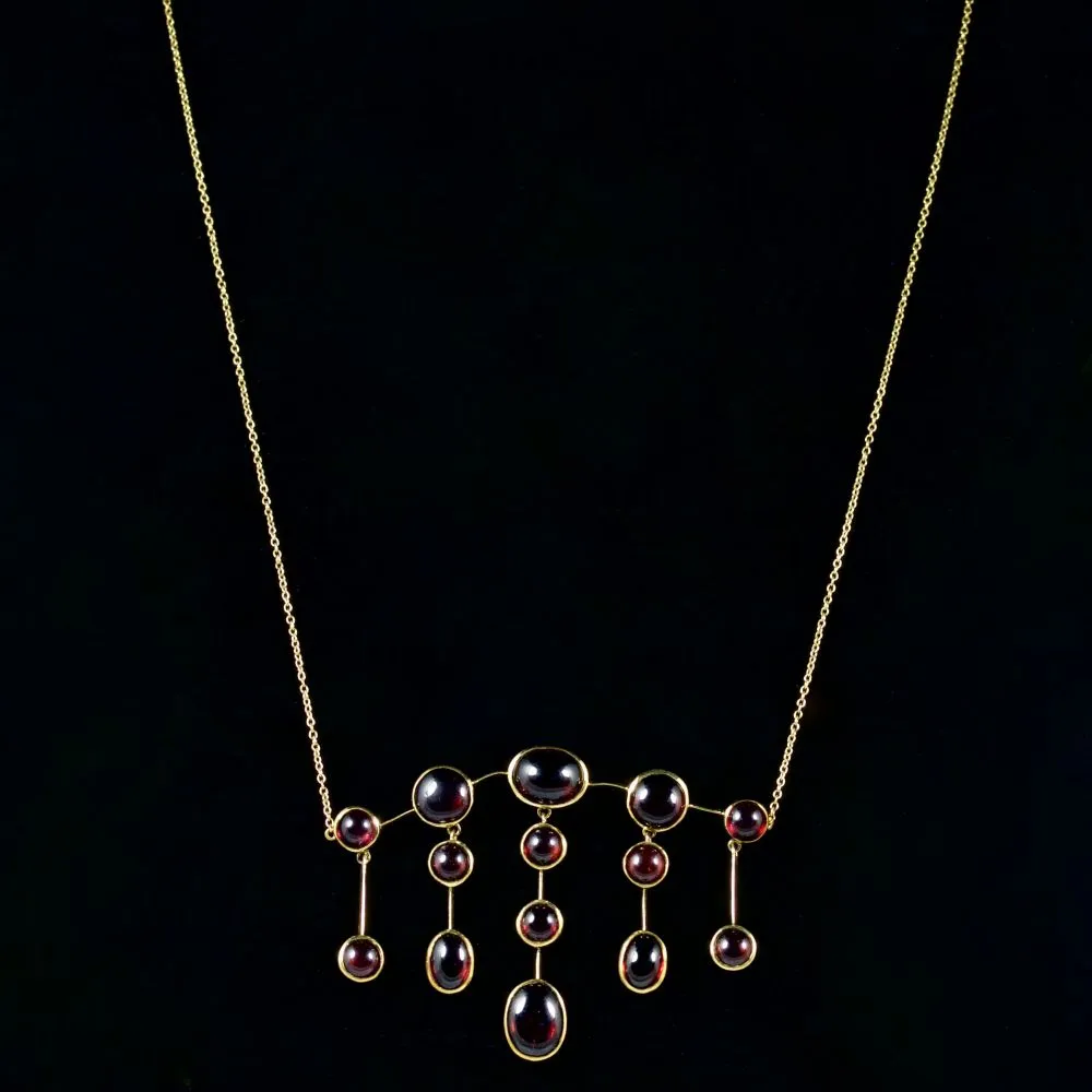 Garnet Cascading Necklace 18Ct Gold Necklace