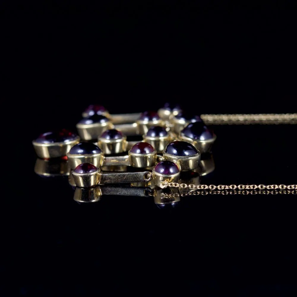 Garnet Cascading Necklace 18Ct Gold Necklace